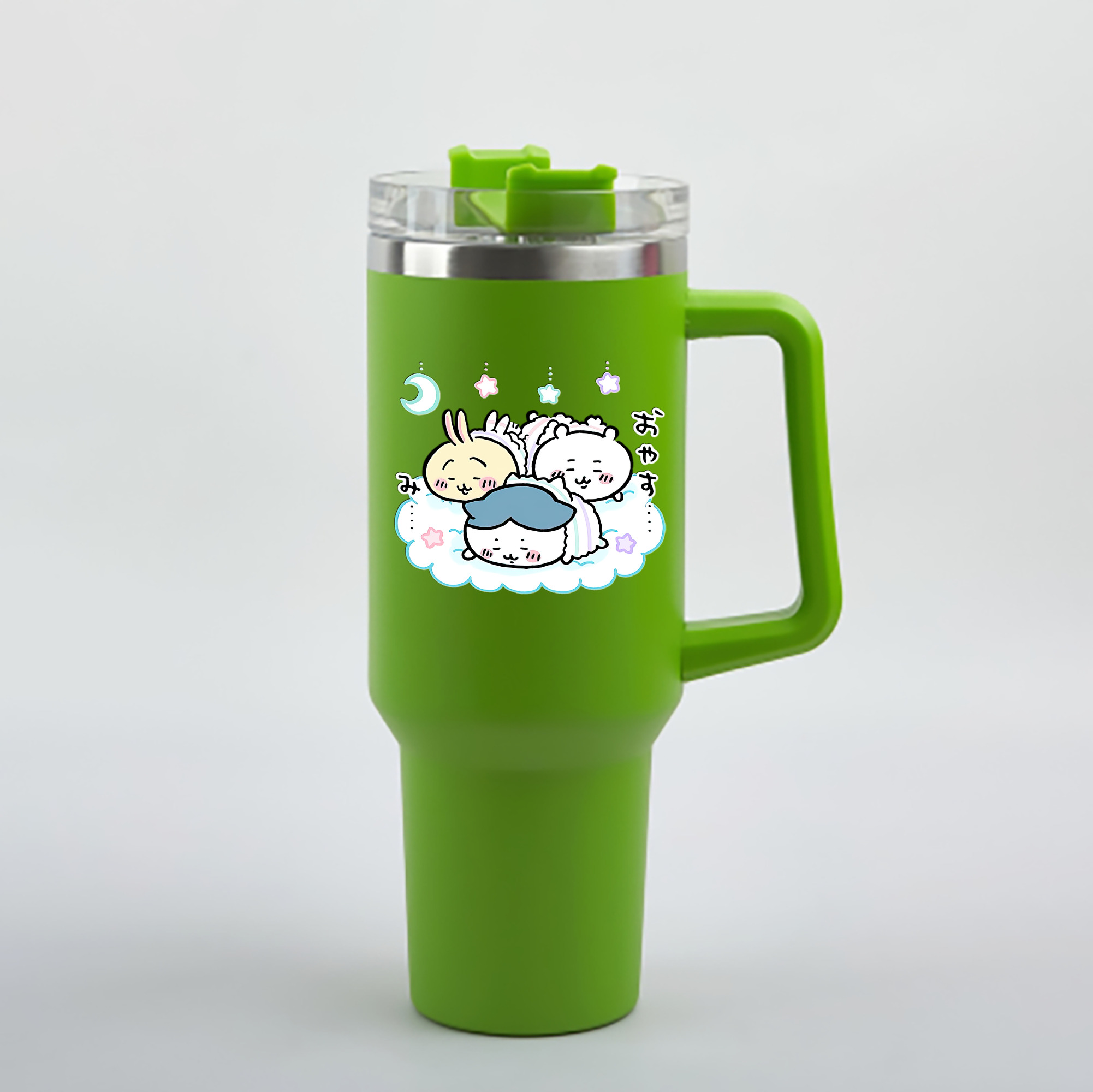（画像用） ちいかわ ハチワレ Chii-kawa hachiware 1200mL車用タンブラー - クリスタルステッカー（プラスチックストロー付き）